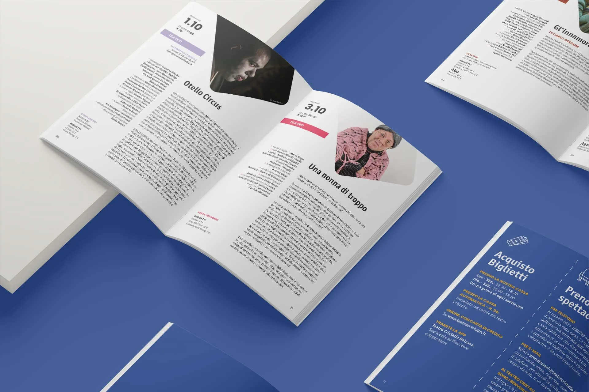 Brochure con articoli e immagini.