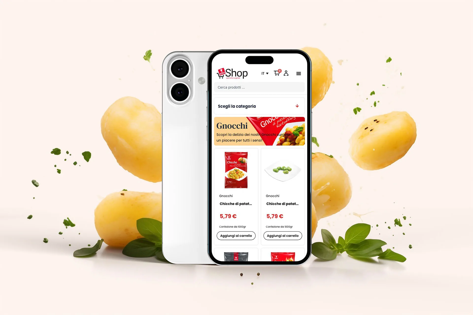 Smartphone con app di cucina