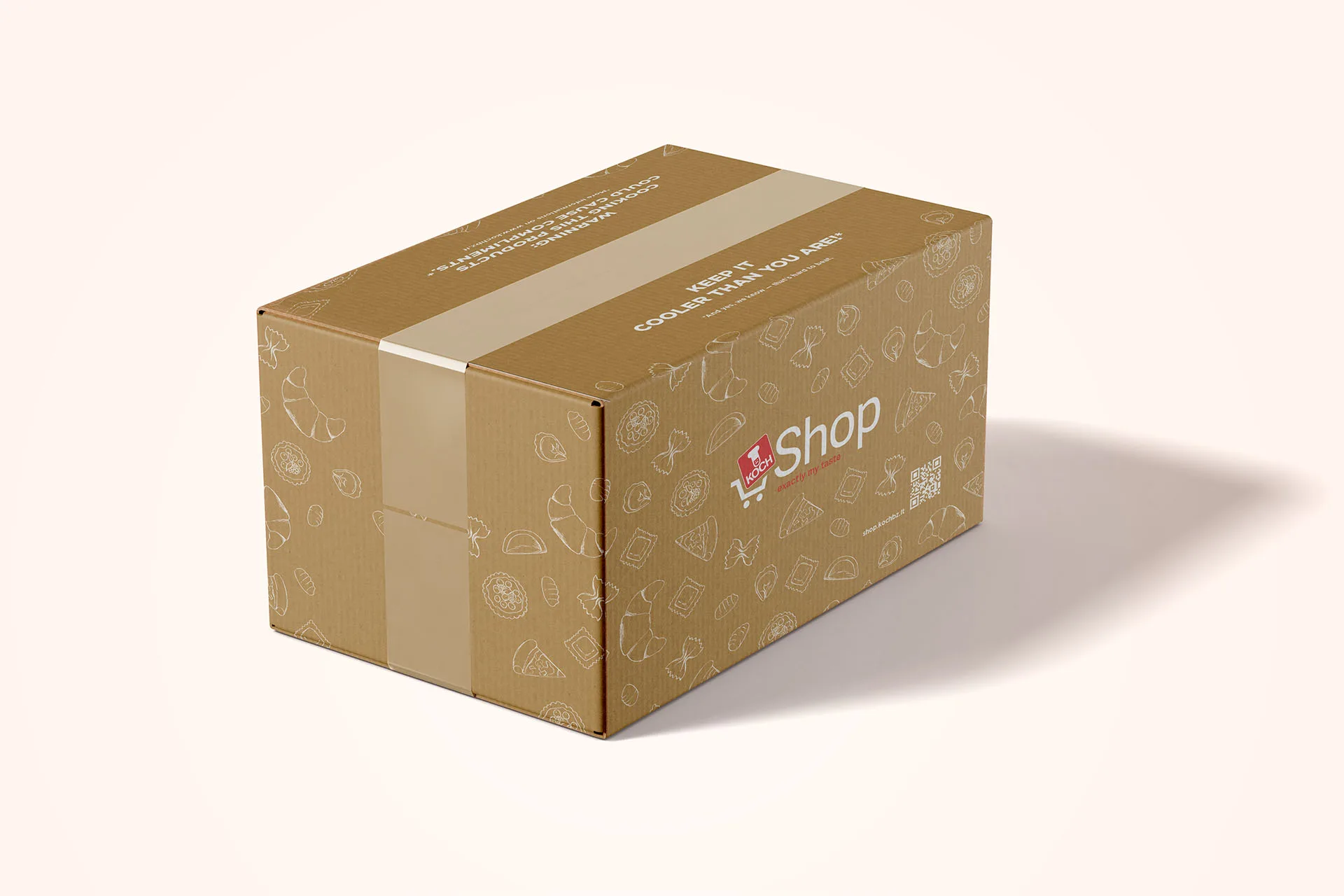 Scatola marrone con logo Shop